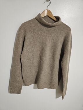 Uniqlo Brown Taupe Wool Blend Mock Neck Sweater Size Small